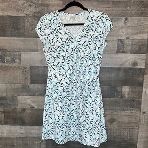 Cute White With Blues Athleta V-Neck Dress